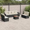 VidaXL Garden Lounge Set 9 Pcs with Cushions Black Wicker 3224082