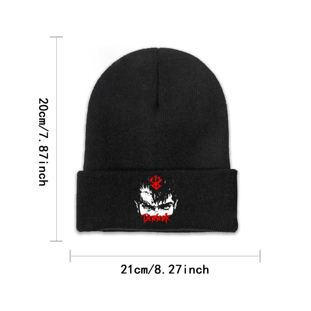 Berserk Guts Knitted Hat Beanies Autumn Winter Hats Warm Guts Manga Swordsman Gatsu Sacrifice Zodd Anime Cap for Unisex Women