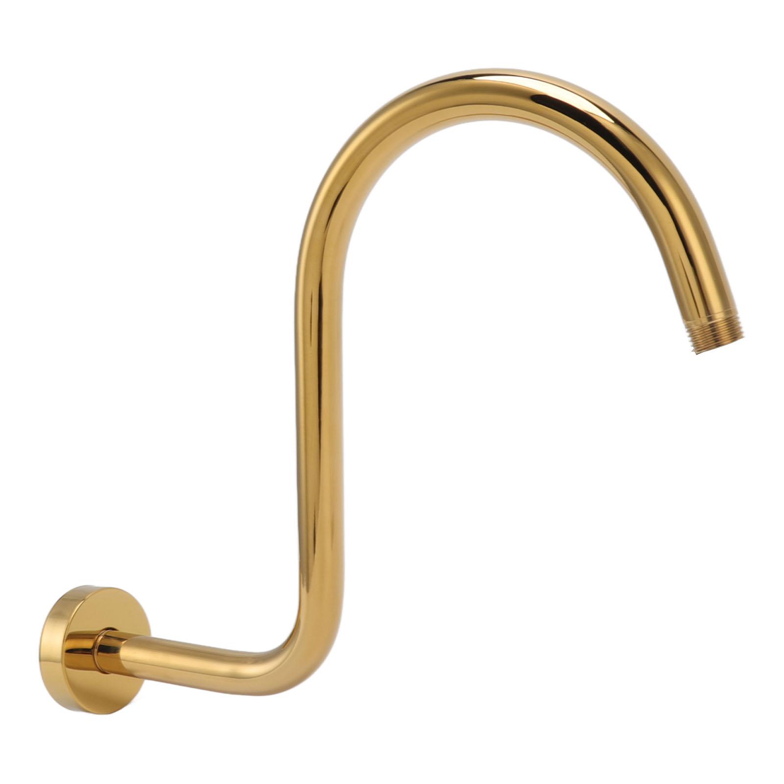 

Stainless Steel S Shaped Raised Shower Arm and Flange NPT Brushed Gold Shower Head Extension Arm
