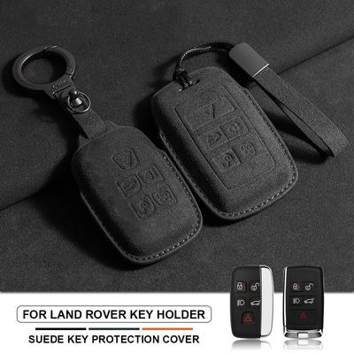 Suede Car Key Case Cover For Land Rover Range Rover Sport Evoque Freelander 2 Velar Discovery 4 For Jaguar Xe Xj Xf Car Keychain