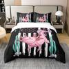 Cartoon Axolotl Bedding Set Twin Full Size Cute Ocean Animal Duvet Cover with 2 Pillow Sham Pink Comforter Cover Set Decorative