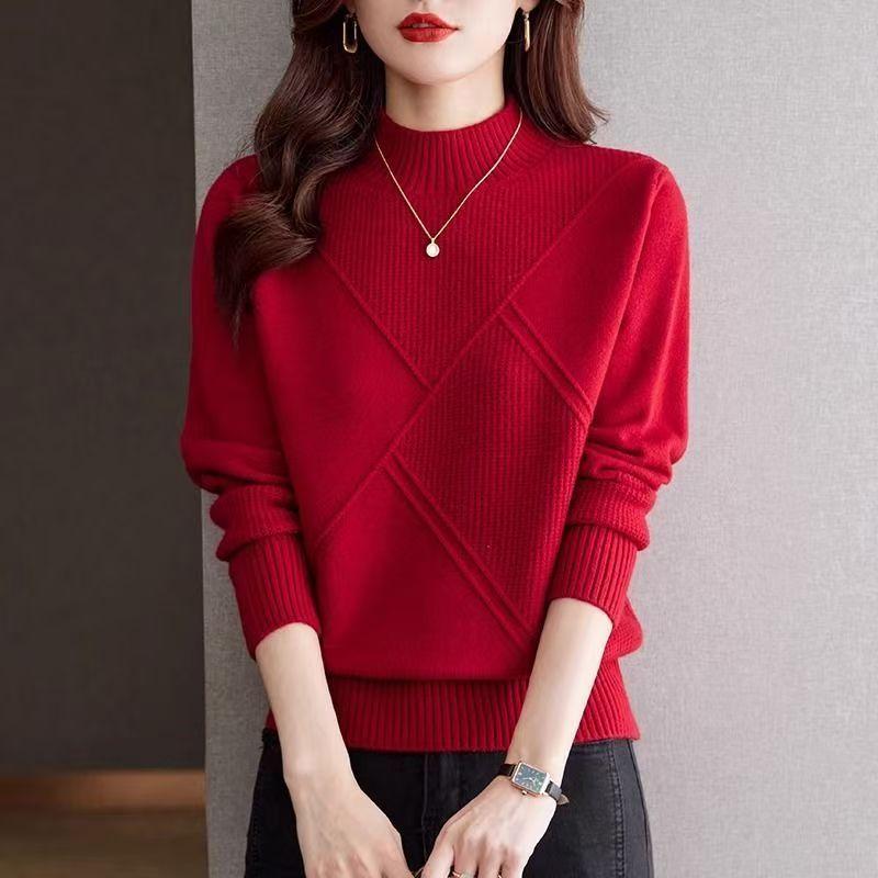 Half Turtleneck Sweater Women's Autumn and Winter Loose Fashion Inner Knitted Bottoming Shirt Top