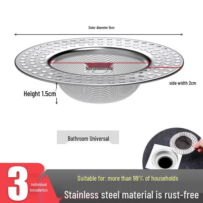 

Stainless Steel Floor Drain Hair Catcher for Kitchen & Bathroom Sink