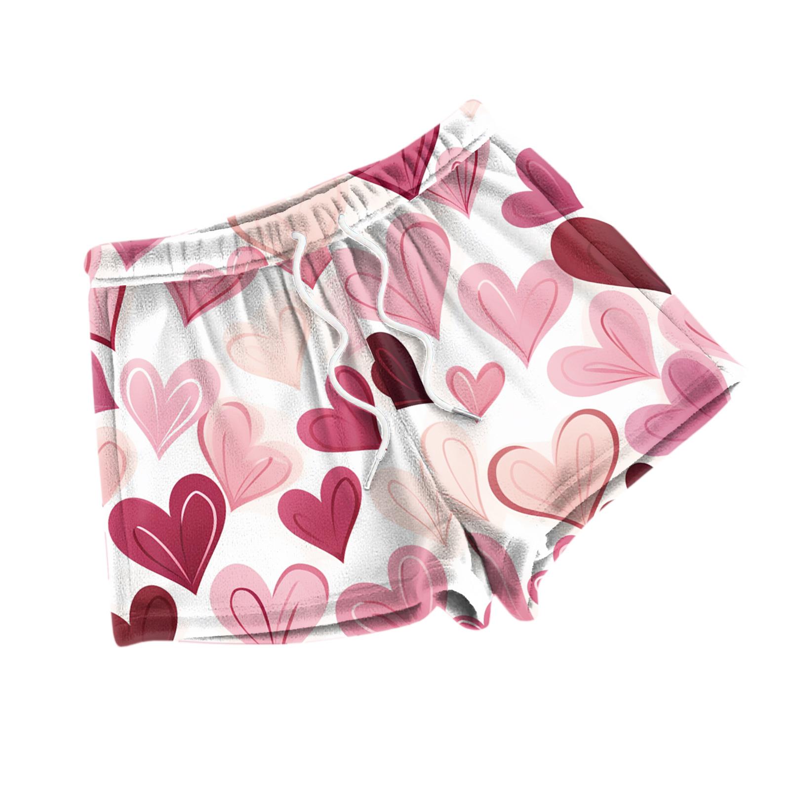 

Women s Fashion Sleep Pants Valentine s Day Printed Casual Plush Shorts L