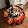 1pc Floral Cat Portrait Umbrella with Plastic Handle,Suitable for All Seasons Home Travel Outdoor UmbrellaDD201