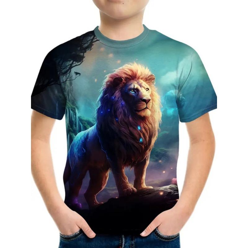 2024 Retro Bear 3d Print Top Tee Shirt Fashion T Shirt Animal Kids Boy Clothes Anime Short Sleeve Casual Children's Clothing
