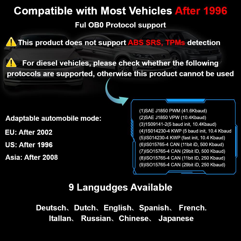 Plug and Play Uniwersalny V100 Cyfrowy Wyświetlacz Akcesoria Samochodowe 16 Pinowy Czytnik Kodów OBD2 Skaner OBD 2 Narzędzia Diagnostyczne Samochodu
