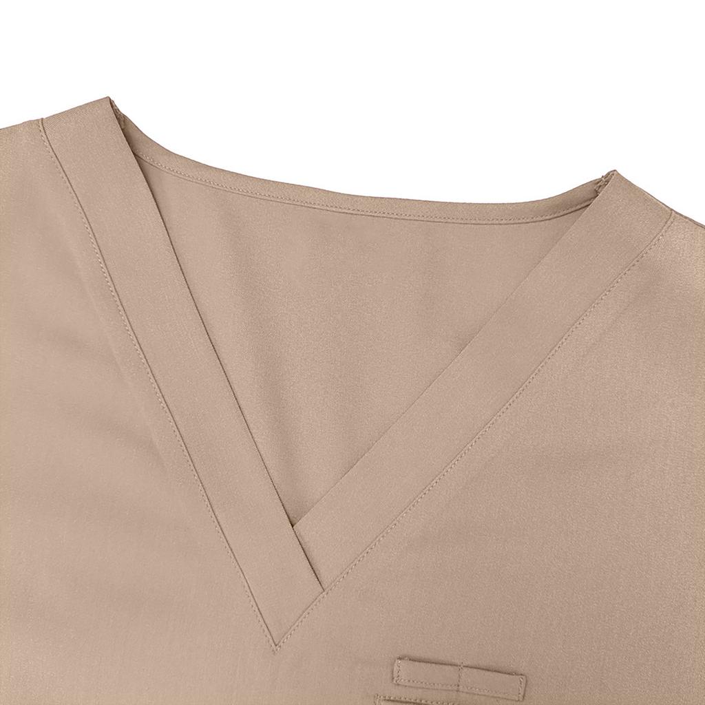 Men's Loose And Comfortable V-neck Short Sleeved Workwear With Tie Up Top And Waist Cinching Beauty Suit Set