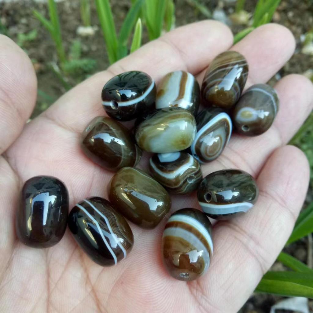 Handmade Wire-Wrapped Agate Barrel Beads for DIY Jewelry