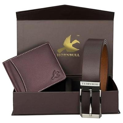 Geldbörse für Herren | Braune Geldbörse und Gürtel Geschenkset für Herren | Ledergeldbörsen für Herren | Herren-Kombi-Geschenkset