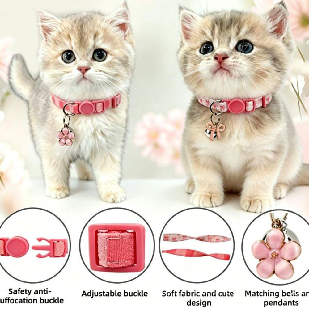 Adjustable Collar Pet Collar Bell Pendant Kitten Collar Cute Cat Neck Collar Cats Kittens