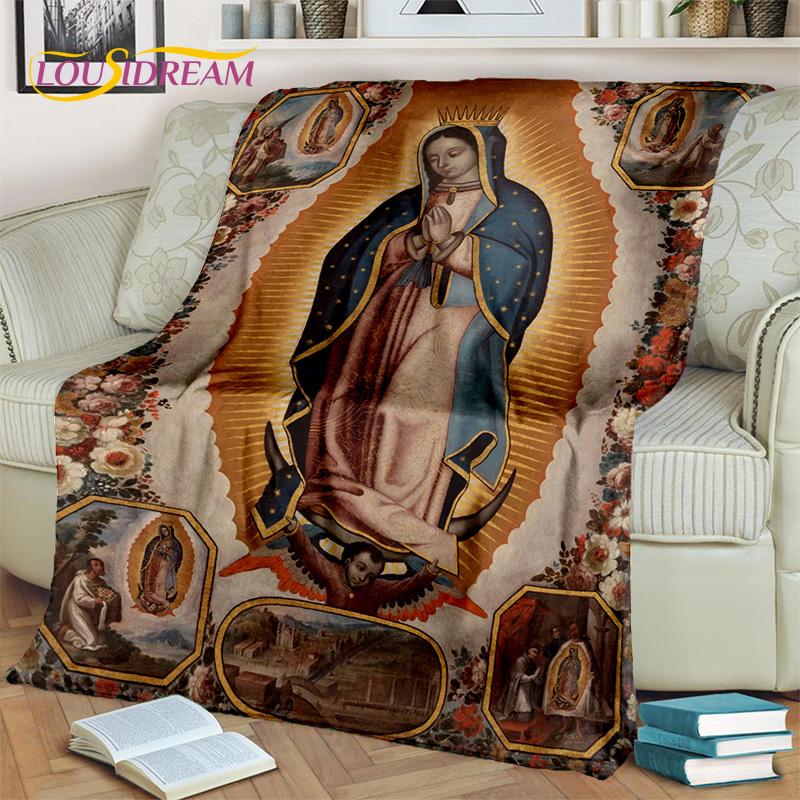 Jesus Blessed Virgin Mary Pray Blanket,Soft Throw Blanket for Home Bedroom Bed Sofa Picnic Travel Office Rest Cover Blanket Kids