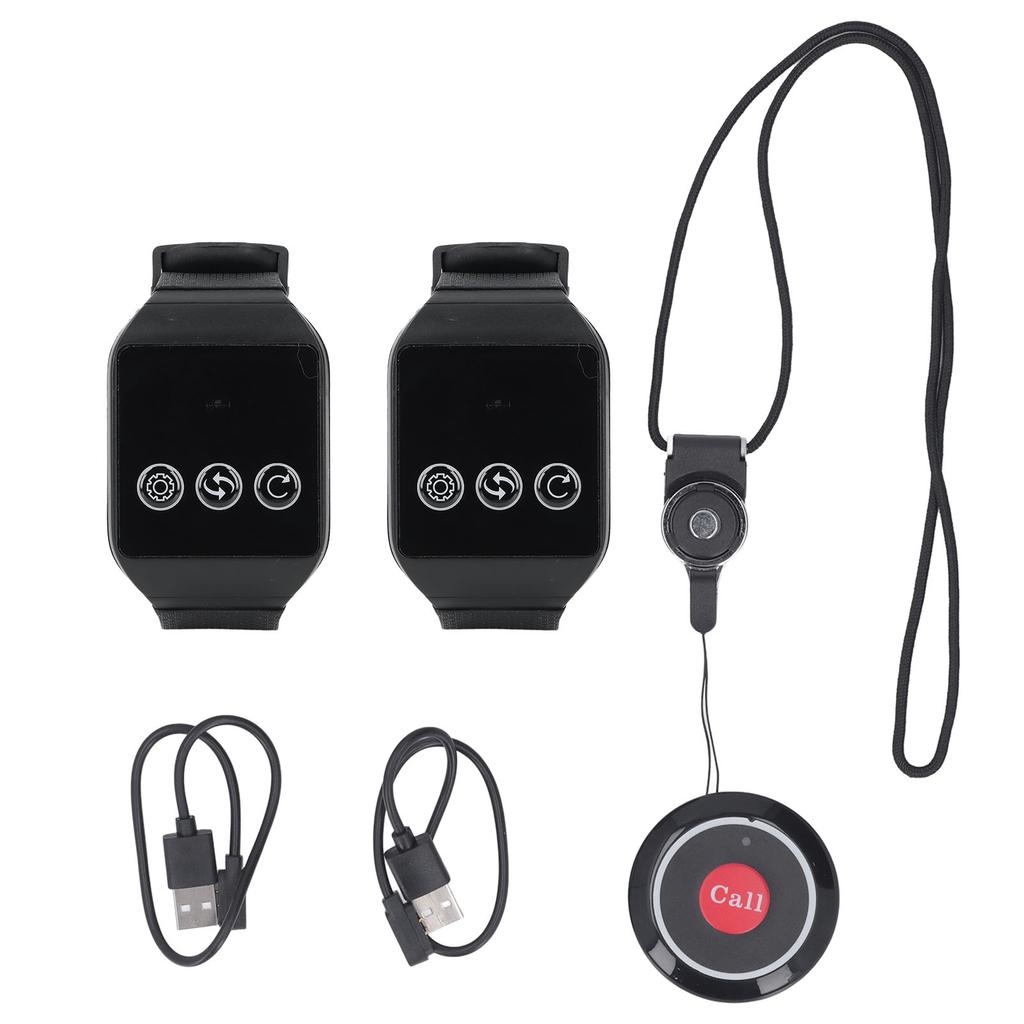 Wireless Restaurant Service Calling System 2 Watch Receiver and 1 Button Pagers Wireless Calling