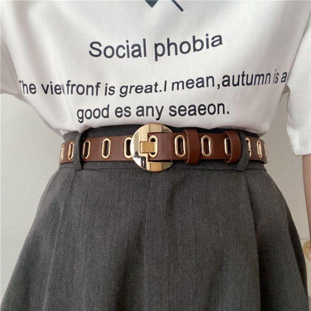 Alloy Pin Buckle Belt PU Leather Waist Strap Fashion Waistband  Decor Accessories