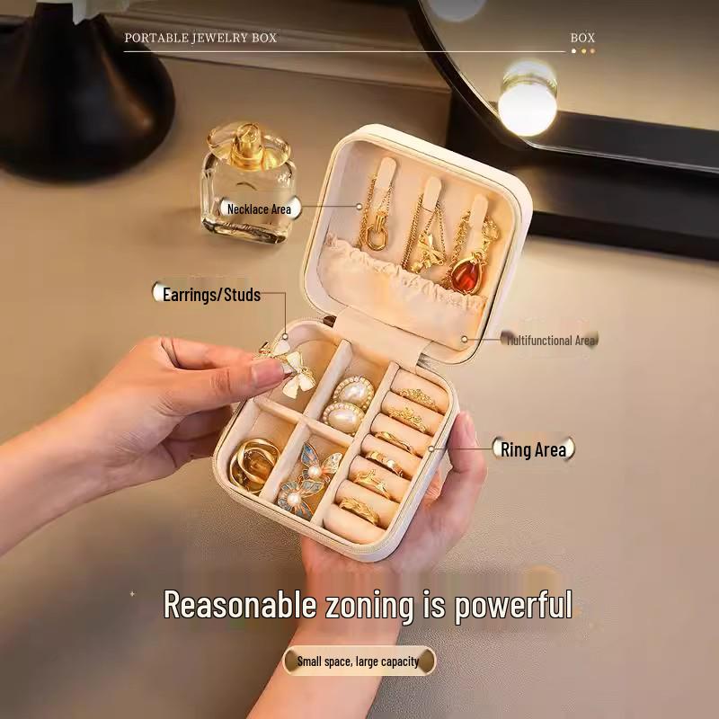 Exquisite Travel Jewelry Organizer: Compact, High-Capacity Box for Earrings, Rings, and Necklaces with Anti-Oxidation Protection