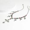 Punk Thorn Cross Pendant Necklace Dark Gothic Cross Fringe Choker Necklace for Women Unique Clavicle Chain Stylish Gift