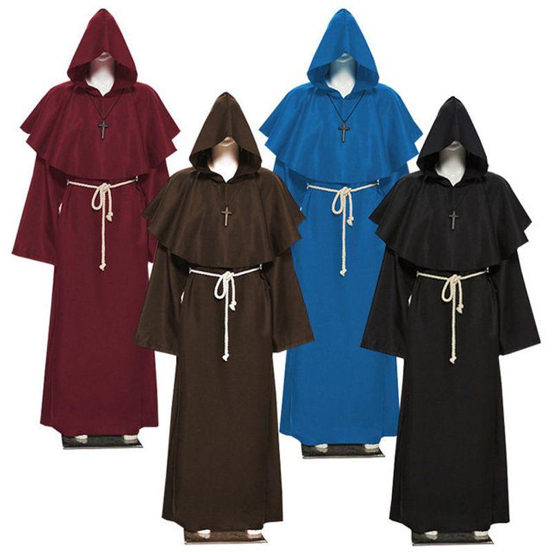 Halloween Cosplay Antikes Kostüm Mittelalterliche Mönchskutte Zaubererkostüm Priesterkostüm Set Rollenspiel