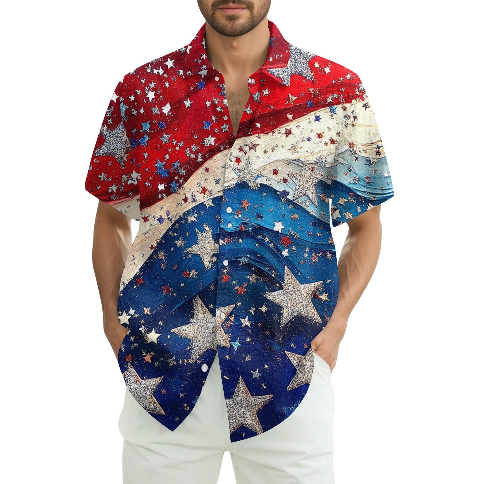 

Мужская повседневная рубашка с короткими рукавами и принтом «День независимости» XXXL