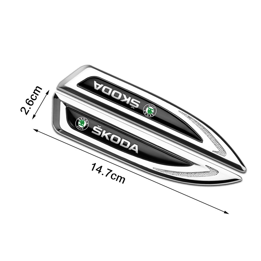 2025 Hot 2Pcs Car Styling Metal Side Fender Knife Badge Stickers Accessories For Skoda Octavia Rapid Fabia A7 Superb KAMIQ Rooms