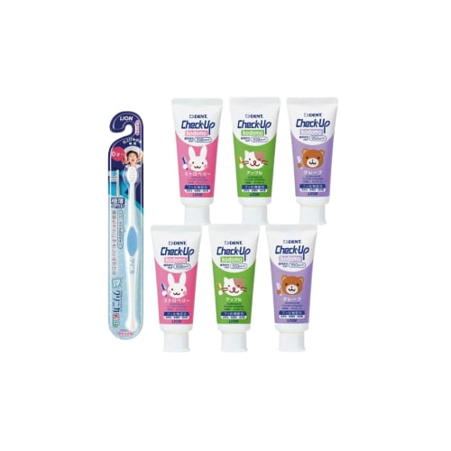 

Lion DENT Check-Up Kodomo 60g Dental Care Toothpaste (2 bottles of each flavor: Strawberry, Grape, Apple) SCJ Original Set