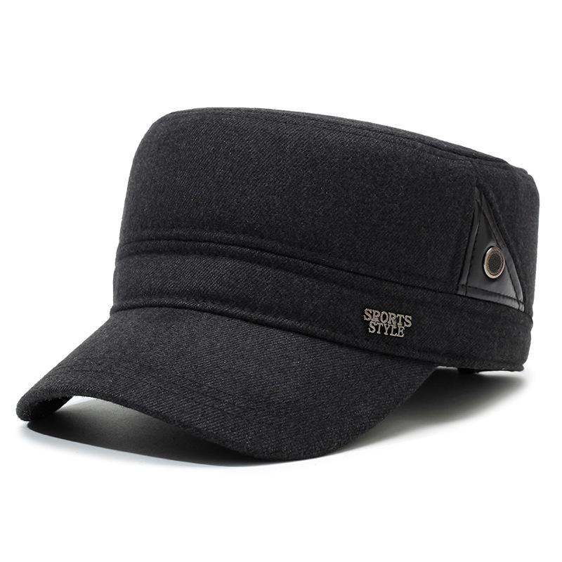 Hüte für Mittelalte und Ältere Herren Winter Mittelalterliche Mütze Saisonale Wollene Ohrenschützer Warm Alte Männer Papa Flache Oberteilmütze