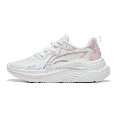 Li Ning Qing You Fabric Synthetic Leather Non-Slip Wear-Resistant Low-Top Sports Casual Shoes Women Sneakers White Pink AGLT058-4