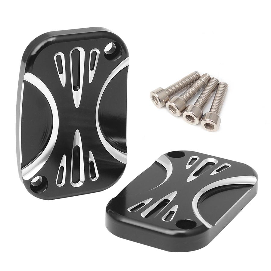

2PC CNC cut Clutch Brake Master Cylinder Cover For Harley Touring FLHX FLHT CVO