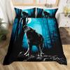 Galaxy Wolf Duvet Cover Set Full Size, Bedding Set for Boys Girls, Wolf Head Printed Duvet Cove Set 1 Quilt Cover 2 Pillowcases