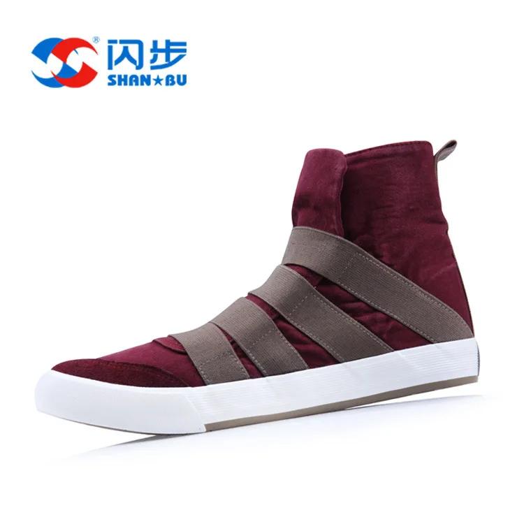 Men's Strap Canvas Shoes Korean Edition Fashion High Cut Lightweight Flat Shoes Outdoor Vacation Travel Sports Casual Shoes