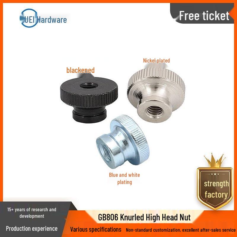 In Stock: GB806 High Head Knurled Thumb Nut, Nickel & Zinc Plated