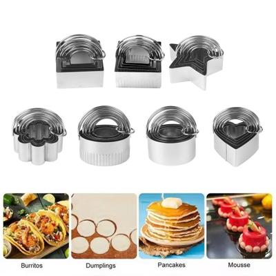 5Pcs Stainless Steel Cookie Cutters with Handle Assorted Size Square Round