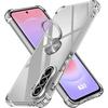 Coque Pour Samsung Galaxy A37 5G, Protection Silicone Transparent Avec Anneau Rotatif Argenté