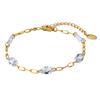 Stainless Steel Women'S Niche Fashion Design Sense Five Horse Eye White Zircon Flat Cross Chain Bracelet 18K Gold