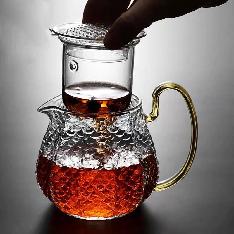 Hammer Teapot Set Household Filter Tea Maker Retro Glass Teapot High Temperature Resistant Teapot