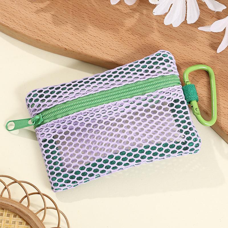 Transparent Mesh Makeup Bag Stylish Portable Cosmetic Pouch With Zipper Flat Design For Toiletries And Makeup Storage