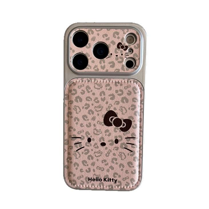 Korean-Style Cute Pink Leopard Cat iPhone17 and 16ProMax/15/14 Case with Girly Heart Design