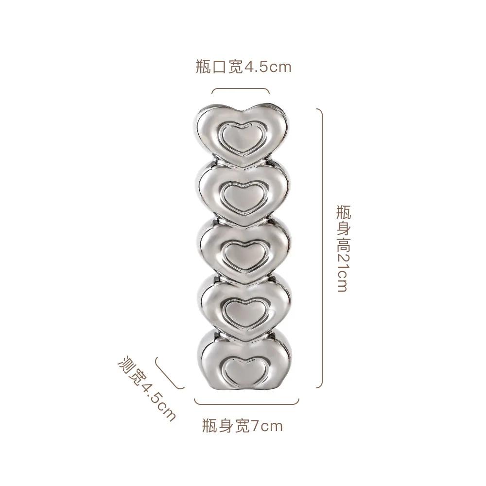 

Heart Shape Stacked Ceramic Vase Hydroponic Vase Flower Arrangement Vase Desktop Creative Art Flower Ware Home Decoration Crafts