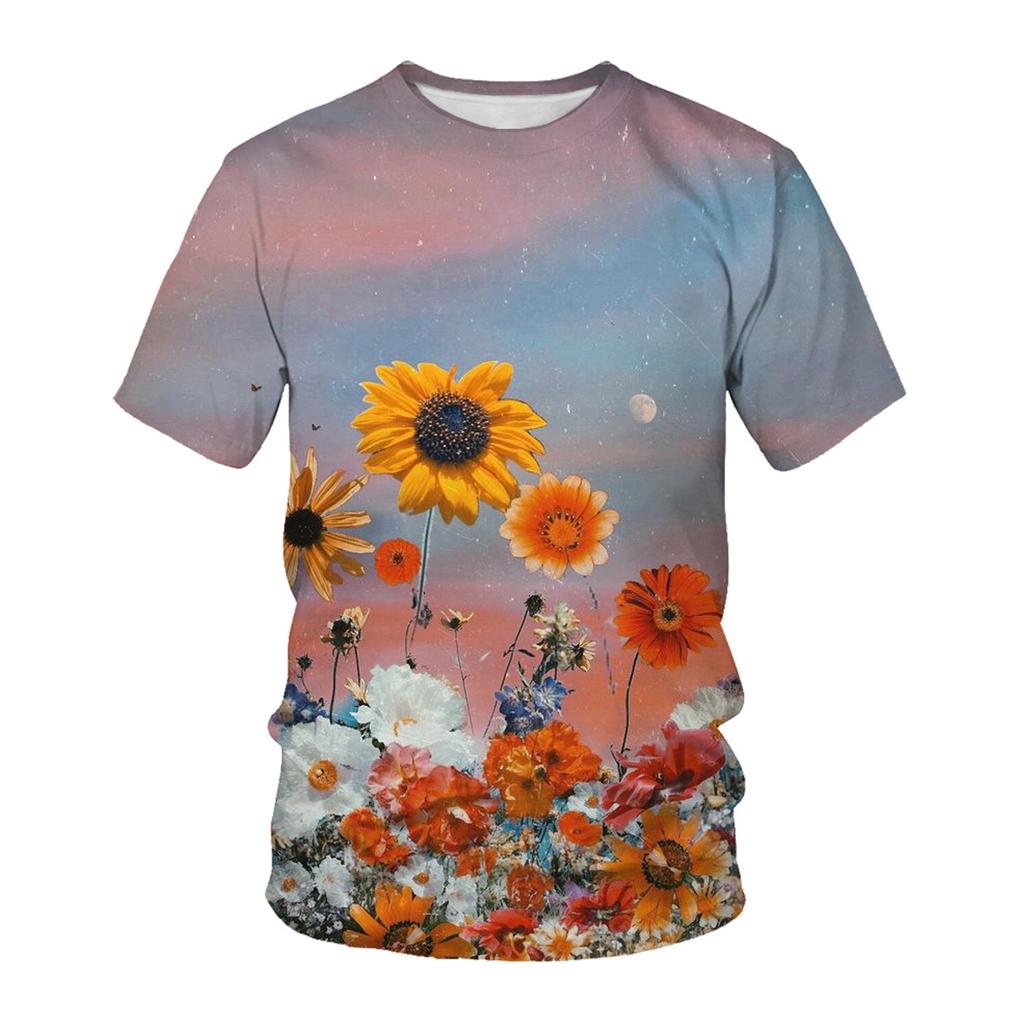 Spring Summer Tops Kids Plus Size Clothing Flower Plant 3D Print T Shirt Chirldren Pattern Tees Short Sleeve Top Breathable Boys Girls T Shirts