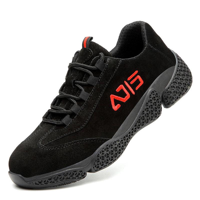 Fashion Men's Safety Shoes Puncture-Proof Outdoor Sneakers for Man Steel Toe Indestructible Safety Boots Men Work Shoes Suede Work Boots
