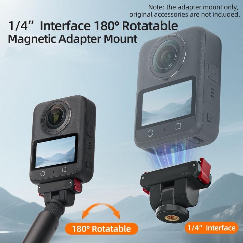 180Degree Adjustable Camera Mount Magnetic Conversion Adapters for OSMO360 Action Cameras Durability Aluminum Alloy