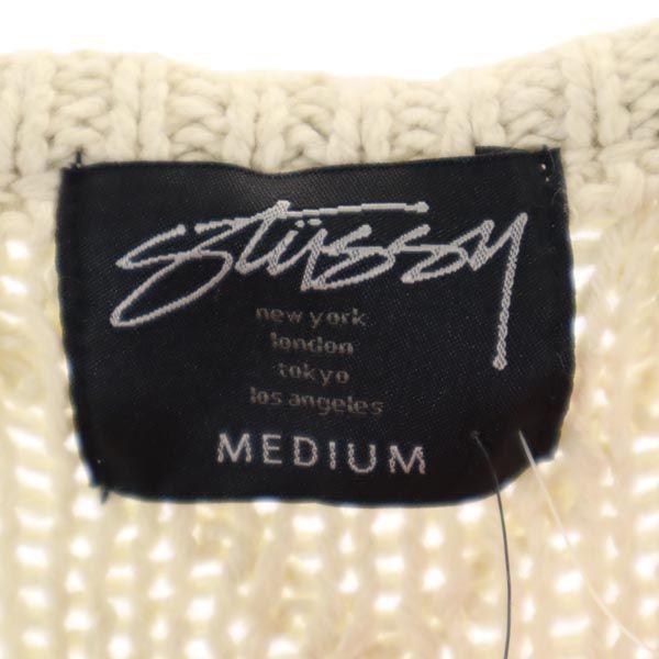 Unused STUSSY Wool Blend Long Sleeve Lace Up Knit M White System Sweater Women Used
