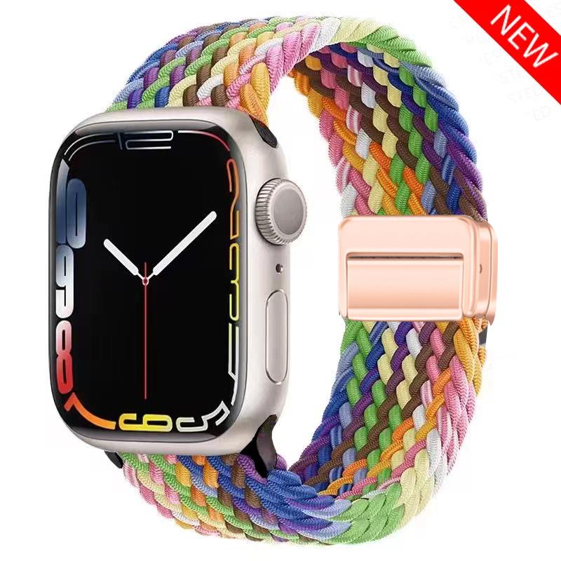 Braided solo loop Strap For Apple Watch ultra Band 44mm 40mm 45mm 49mm 41mm 38mm magnetic Bracelet iWatch series 2 se 7 3 6 8 9