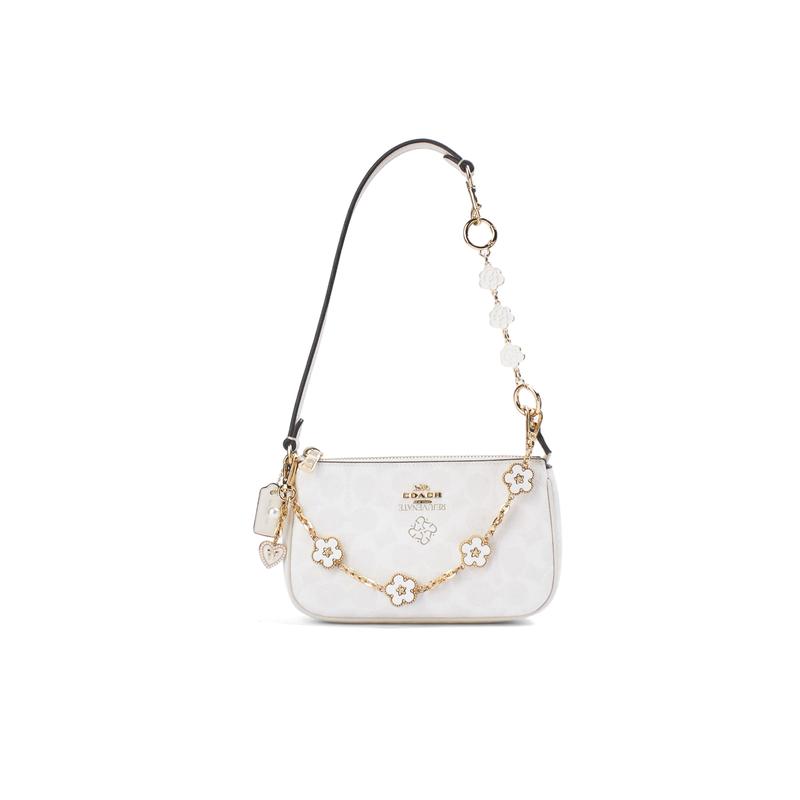 

COACH shoulder bag [Customized bag] Nolita flower chain Baiqi Yiduo flower chain heart-shaped pendant trendy fashion classic flower chain white qi золотий