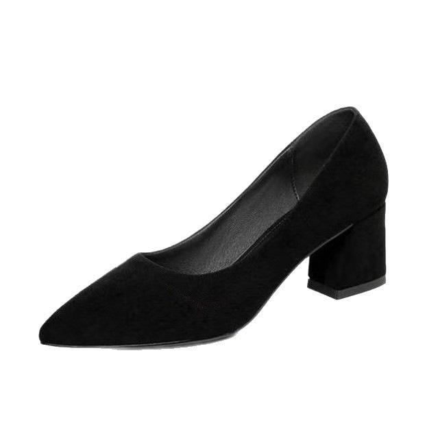 Thick heel interview autumn new black professional medium heel single shoes civil servant high heels
