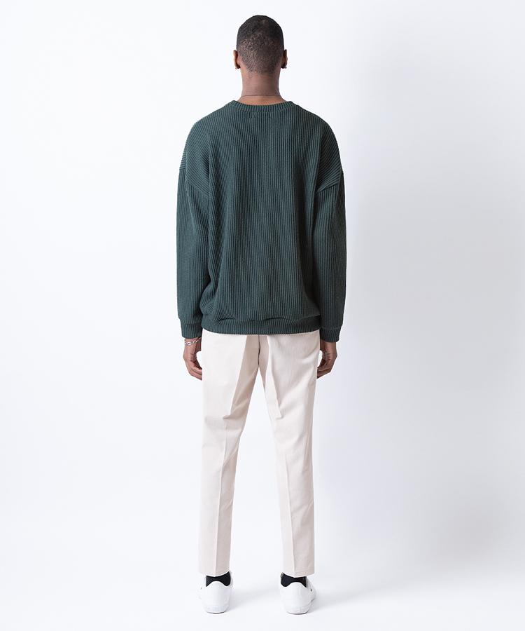 Seuteulaikeu Drop Shoulder Loose Pullover (Deep Green)
