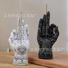 Resin Yin and Yang Palm Candle Holder and Incense Burner Statue Ornament Halloween Palm Insertion Candle Statue