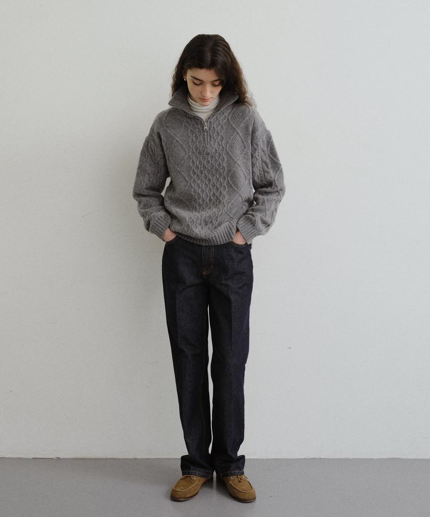 Yulago Cable Half Zip-Up Knit