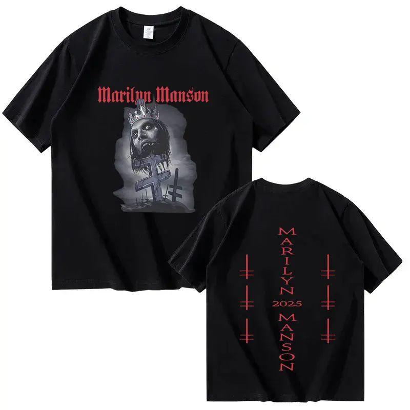 Gothic Dark Vintage Tops Marilyn Manson Harajuku Graphic Hiphop Pop Fashion Trend Print Cotton Loose Casual Tshirt Unisex S