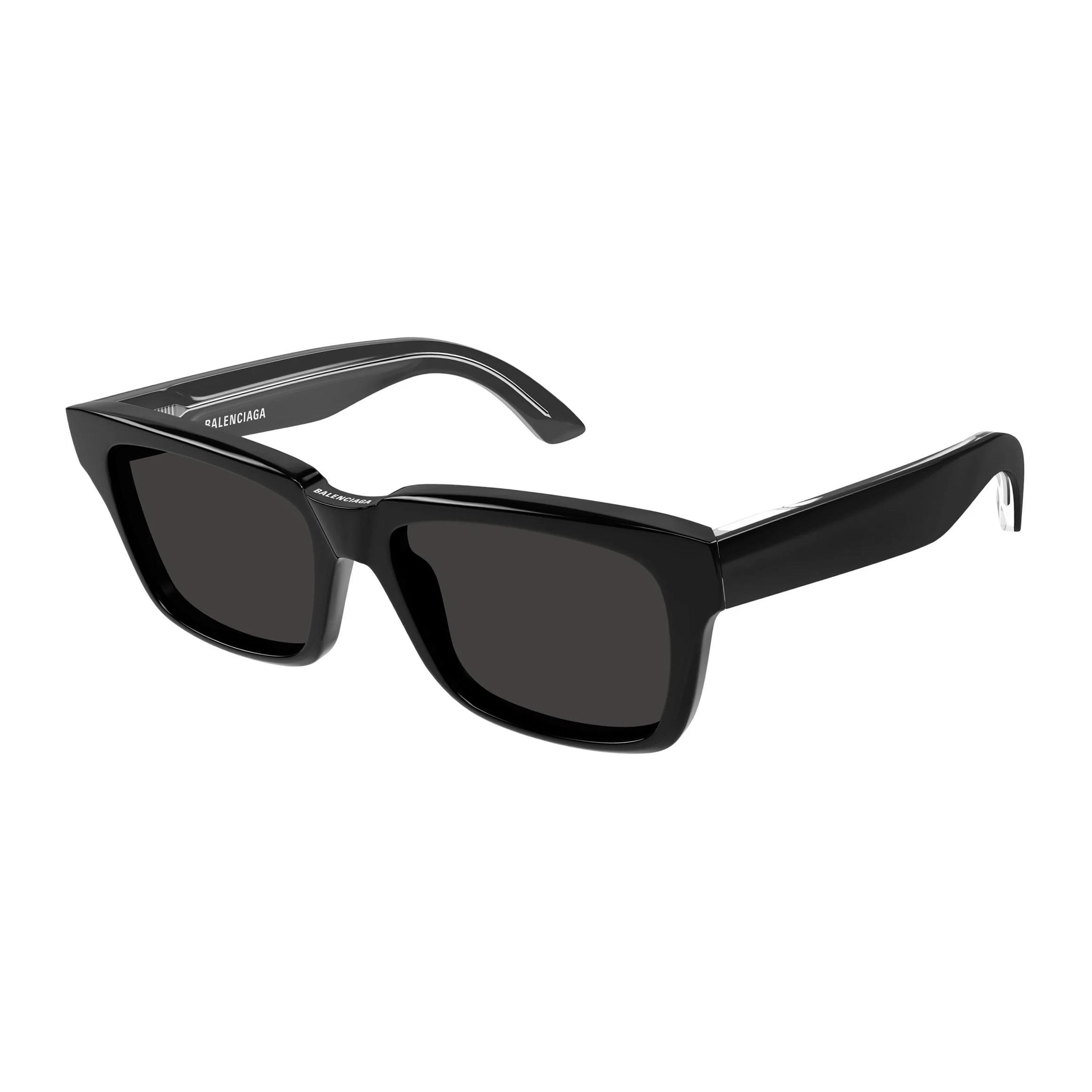 Balenciaga Logo Irregular Shape Sunglasses Men sunglasses Black BB0346S001 Basic Packaging-Eyeglass Case,55,Black