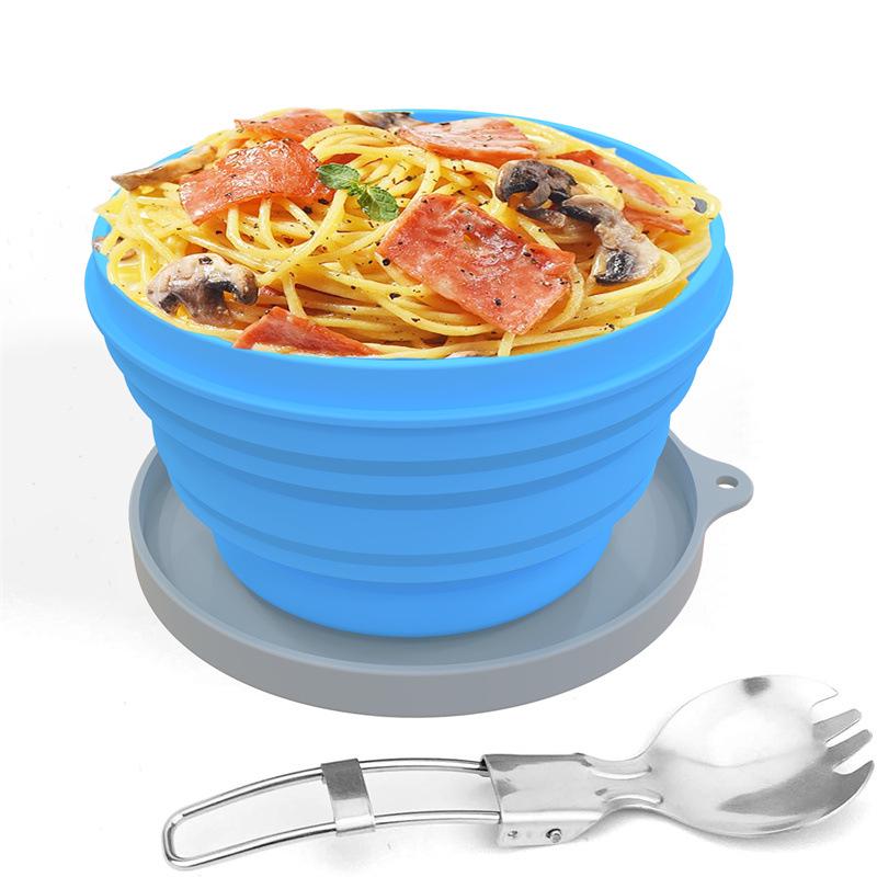 Silicone Collapsible Lunch Box Set: 3-Piece Food-Grade Microwave-Safe Bowls for Kitchen & Outdoor Use